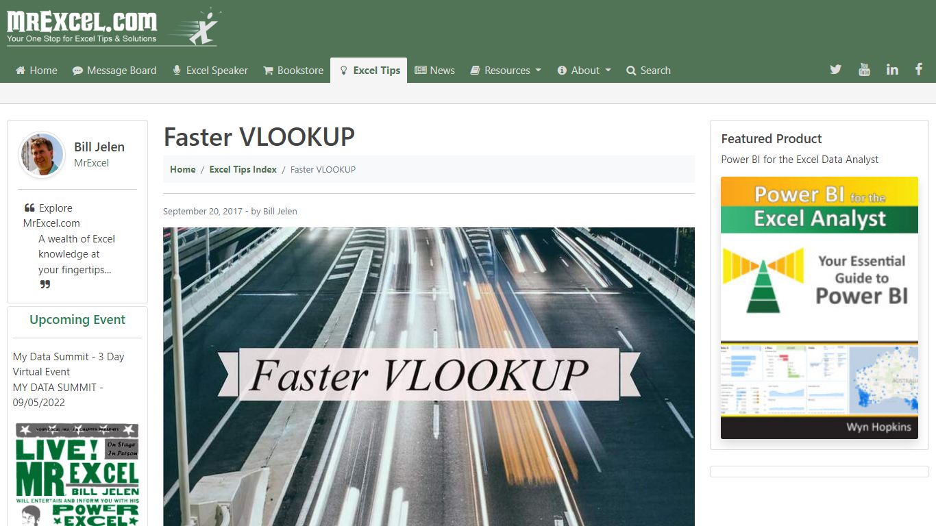 Faster VLOOKUP - Excel Tips - MrExcel Publishing